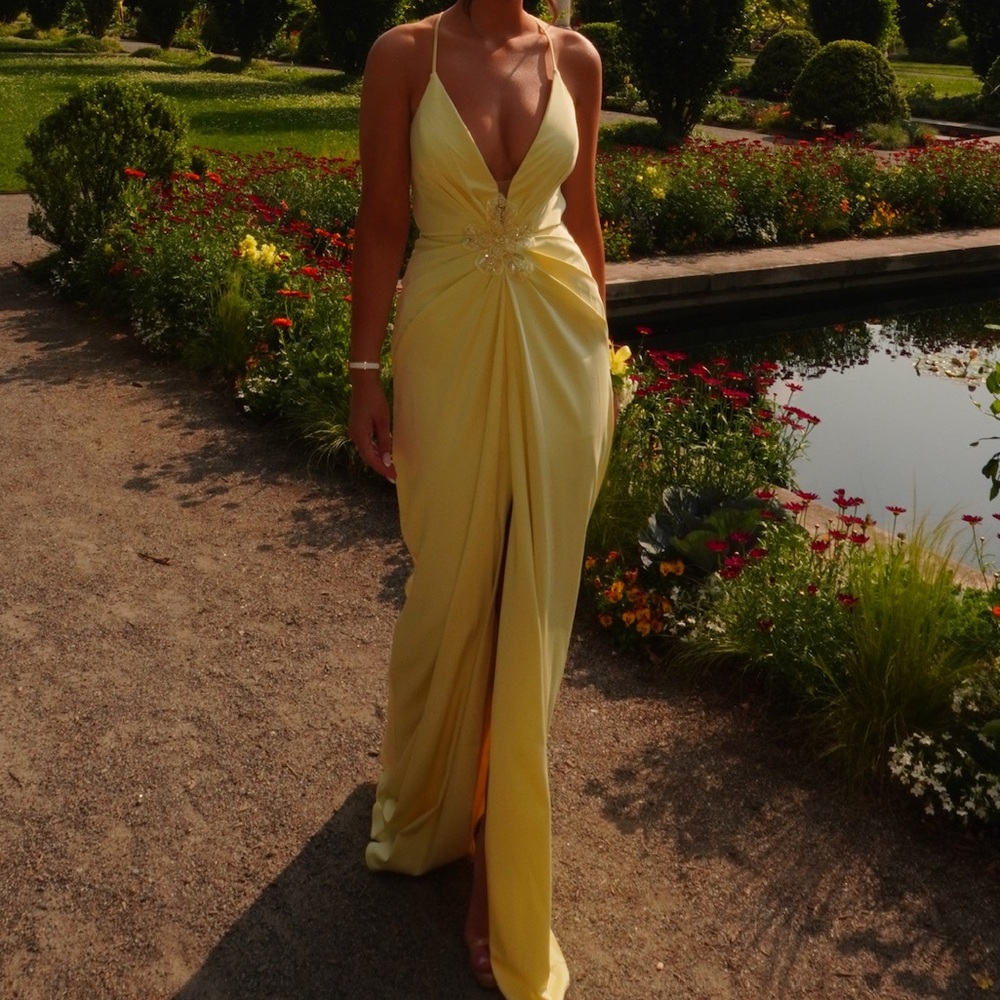 Studio Minc Elegant Yellow Halter Dress